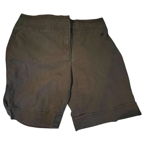 Willi Smith Women's Stone Washed Linen Blend Brown Casual Shorts Cuffed Hem 10 - Picture 1 of 12
